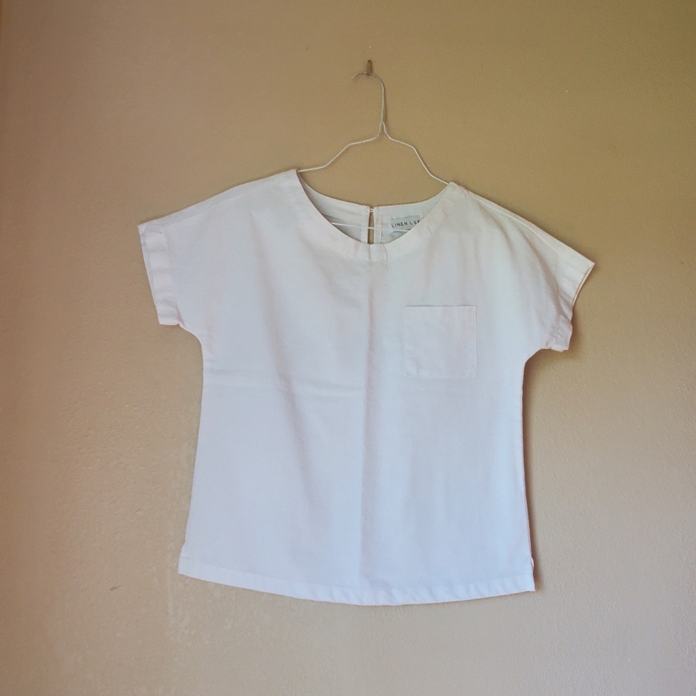 Linen Lux women's rayon linen blend white dolman roundneck pull-over blouse